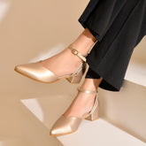 THE VIENNA - Champagne Gold Pointed Toe Strappy Heels